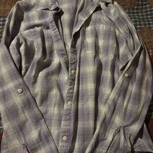 Arizona Jean Company Lavender Plaid Button Down Shirt